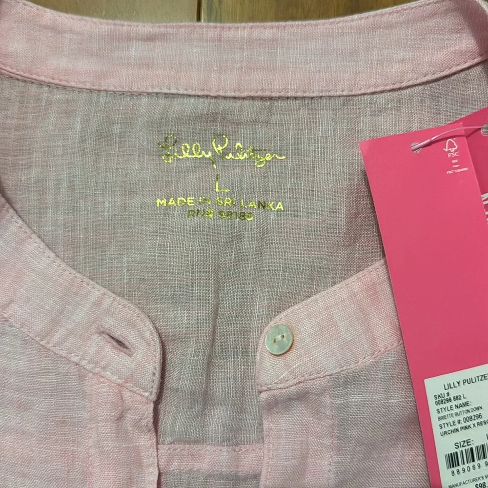 NWT Lilly Pulitzer Pink Sleeveless Briette Button Down Blouse - Picture 2 of 4